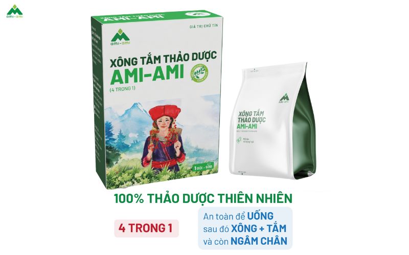 Sản phẩm xông tắm thảo dược (4in1) Ami-Ami với thành phần 100% thiên nhiên, an toàn cho nhiều đối tượng