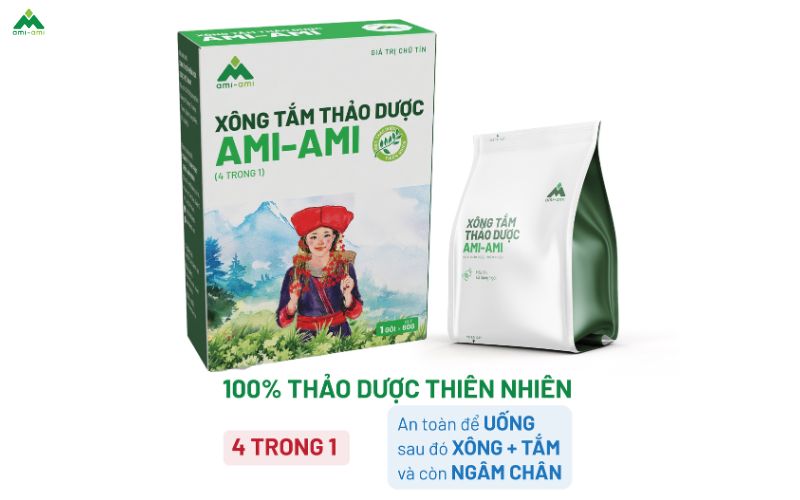 Sản phẩm xông tắm thảo dược (4in1) Ami-Ami với thành phần 100% thiên nhiên, an toàn cho nhiều đối tượng